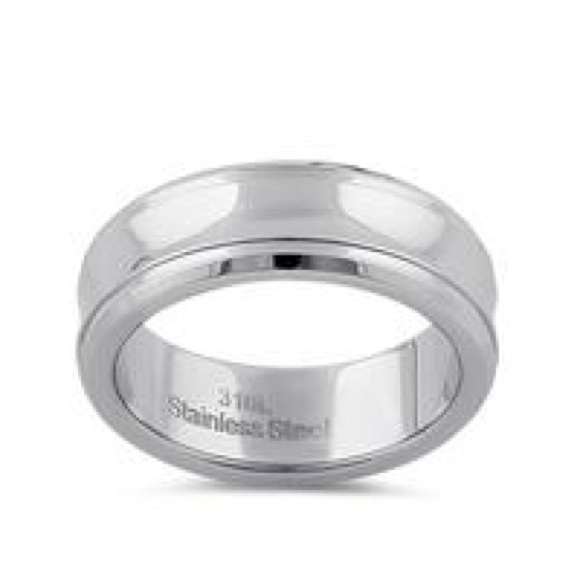 Other - Stainless Steel Men's 7mm High and Brushed Polish Curved Wedding Band